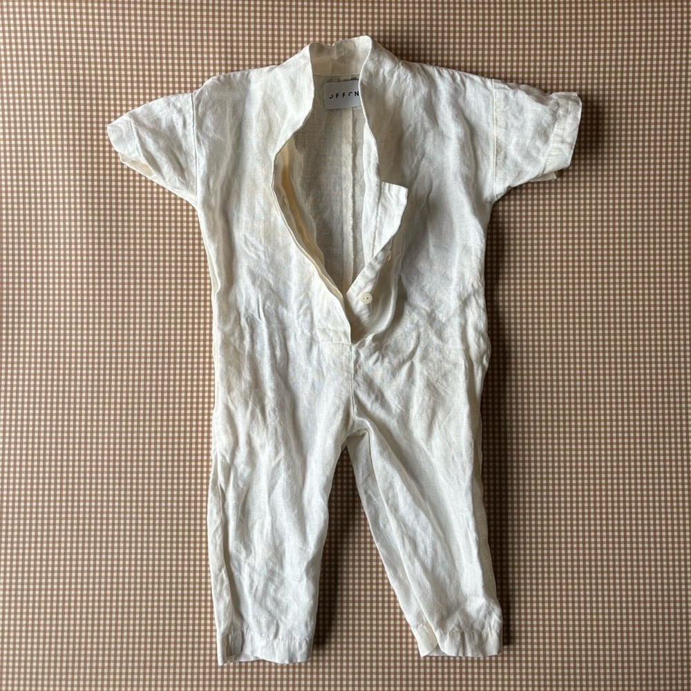 OFFON toddler natural linen jumpsuit romper. Size 2-3